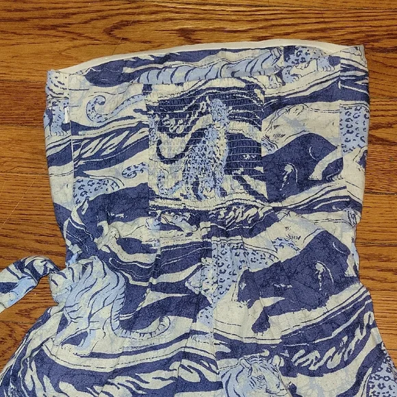 Kimchi Blue Strapless Top in Blue and Cream - Picture 8 of 10